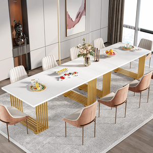 Mesa de Comedor Moderna Tribesigns para 6-8 Personas, Mesa Larga para Cocina, Madera con Patas de Metal Dorado, Mesas de Comedor Rectangulares - Product Image 3