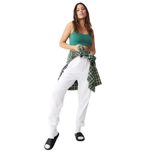 Haute qualité 100% coton femmes survêtement pantalons de survêtement confortable coupe ajustée pantalon d'entraînement Logo en gros empilé sueur femmes - Product Image 1