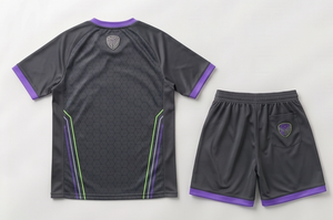 Conjunto de Camiseta de Fútbol para Hombre, Cuello en V, Manga Corta, Gris Oscuro, Morado, Verde, Geométrico, Absorbe la Humedad, Poliéster, Ajuste Atlético, Todas las Temporadas - Product Image 2