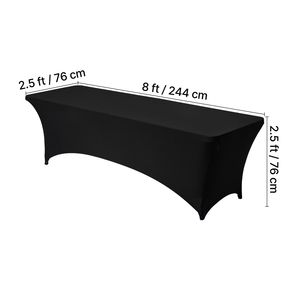 Tovaglia Rettangolare Nera in Spandex da 2,4 m, Confezione da 6, Lavabile, Elasticizzata, Antipiega, per Eventi, Aderente - Product Image 4