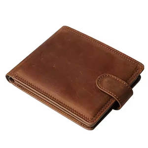 Cartera de cuero genuino para hombre con estructura plegable, protección y interior organizado para tarjetas y efectivo - Product Image 1