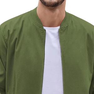 Chaqueta bomber personalizada con logo para hombre, estilo urbano de media temporada, chaqueta larga con cremallera para actividades al aire libre, chaqueta para hombre para actividades. - Product Image 2