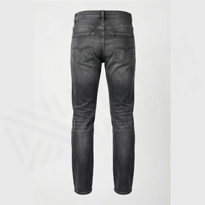 Jean en denim coupe droite délavé foncé pour homme, taille haute, coupe slim, en coton, style décontracté, pantalon d'automne - Product Image 2