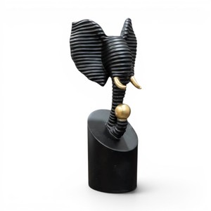 Modern Abstract <b>Elephant</b> Head Sculpture Polyresin Tabletop Figurine Decorative Home Office <b>Decor</b> Accent - Product Image 1