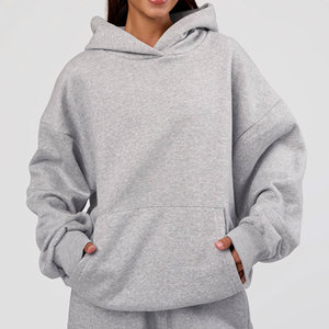 Sudadera con capucha de punto extragrande con doble cremallera para invierno, alta densidad GSM, insignia bordada en 3D, venta directa de fábrica, ropa urbana para mujer, ajuste holgado - Product Image 3