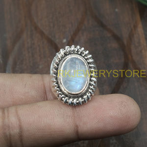 Natural Moonstone 925 Silver <b>Ring</b> Handmade Vintage Boho <b>Statement</b> <b>Ring</b> Oval Cabochon Gemstone Women Jewelry for Christmas gift - Product Image 4