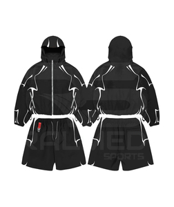 Unisex Hooded <b>Tracksuit</b> 2 Piece Zipper Jacket Shorts Sporty Style Waterproof Polyester Autumn Wear Adults Regular Fit <b>Tracksuit</b> - Product Image 2