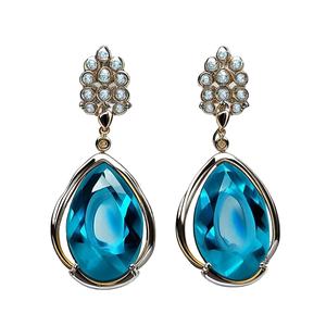 Boucles d'oreilles classiques en argent sterling 925 avec topaze bleue pour femmes bijoux de mode plaqués rhodium - Product Image 1