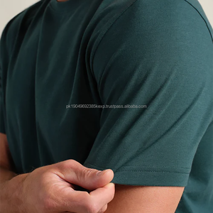 Camisetas de algodón orgánico para hombre, de primera calidad, ecológicas, de bambú, lisas, al por mayor, para gimnasio, 210 g/m². - Product Image 5