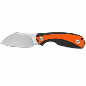 Cuchillos de desollar para exteriores con mango contorneado naranja y negro, hoja satinada de perfil ancho, protector de dedos y ojal para cordón, para trabajos de campo - Product Image 1