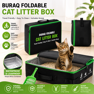 Bac à litière pliable pour chat avec couvercle zippé et pelle, toilette portable pour chats et chatons, fournisseur en gros - Product Image 1
