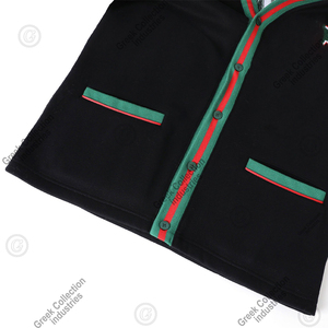 Vêtements de sororité et de fraternité pour femmes, cardigans grecs noirs en coton molletonné, pulls à col en V, patch en chenille personnalisé brodé, hiver - Product Image 3