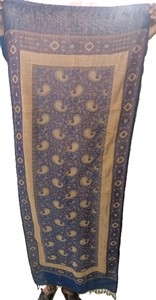 Chal Acrílico para Mujer, Azul Beige con Estampado Floral Paisley, Ligero, Transpirable, Estilo Étnico, para Uso Diario, Hiyab, Elegante - Product Image 4