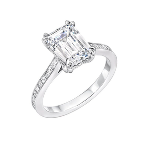 Anillo Solitario con Esmeralda Blanca Luminosa Cultivada en Laboratorio, Corte Esmeralda, para Ella, Regalo de Aniversario en Plata Maciza Clásica - Product Image 5