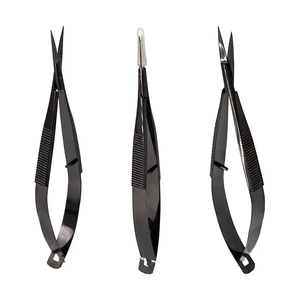 Ciseaux à ressort incurvés en acier inoxydable multicolores, noir, or, arc-en-ciel, or rose, ciseaux professionnels pour extensions de cils et sourcils - Product Image 1