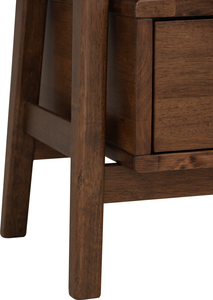 Elegante mesita de noche estilo Japandi en nogal con cajón flotante en madera de caucho, ideal para dormitorios y proyectos hoteleros. - Product Image 6