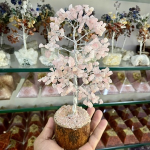 Árbol de Cuarzo Rosa Hecho a Mano de Alta Calidad, Árbol de la Suerte Feng Shui, Bonsái de Cristal, 300 Chips, Reiki, Decoración de Oficina, Gujarat - Product Image 3