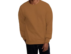 Sweat-shirt décontracté à col rond pour homme, en tricot uni à manches longues, à porter en automne, en molleton brun, respirant, en polyester - Product Image 1