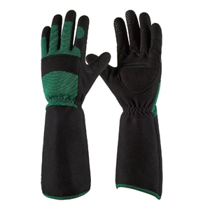 Gants thermiques d'extérieur noirs et verts en polyester et coton, longueur poignet, style uni, pour l'hiver - Product Image 1