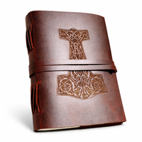 NEW ERA NEO Journal de voyage vintage en cuir marron, couverture rigide, design ancre et bateau, cadeau haut de gamme, logo personnalisé