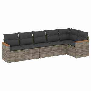 Ensemble de canapé de jardin en rotin PE gris foncé et en acier enduit de poudre Mobilier élégant et durable en rotin et acier PE pour l'extérieur - Product Image 2