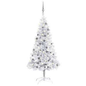 47.2 in argento \ "albero di natale artificiale per animali domestici con luci a LED e Set di palline - Product Image 1