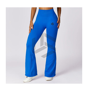 Women's High-Waisted Gym Fitness Scrunch Back <b>Leggings</b> Seamless Yoga Pants with Solid <b>Pattern</b> - Product Image 1