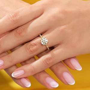 Moissanite 1CT Round Cut Promise <b>Solitaire</b> <b>Ring</b> Original 925 <b>Silver</b> With Gold Plated Fine Flower Style Classic Gift Jewelry - Product Image 2