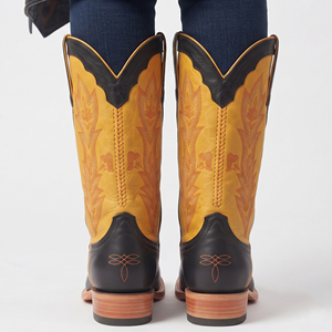 Botas Vaqueras de Cuero para Mujer, Botas Vaqueras de Cuero Bordadas a la Moda, Botines Occidentales de Cuero para Mujer - Product Image 3