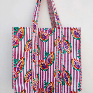 กระเป๋าผ้าฝ้ายอินเดียสำหรับผู้หญิงกระเป๋าสะพายไหล่พิมพ์ลายดอกไม้สำหรับช้อปปิ้งริมชายหาดทุกวัน - Product Image 1