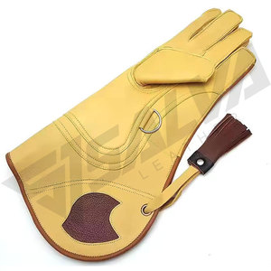 Gant de fauconnerie de haute qualité 2026 avec manchette contrastée en cuir véritable, non doublé, écologique et durable pour la chasse et les sports - Product Image 6
