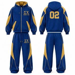 Ensemble de survêtement Sigma Chi 1869 noir et or, sweat à capuche et pantalon unisexe décontracté, sweat-shirt à fermeture éclair intégrale avec poches à cordon - Product Image 4