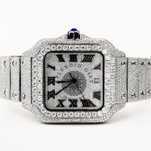 Reloj de Lujo con Diamantes de Imitación y Plata, Movimiento de Cuarzo Analógico ETA, Cristal de Zafiro, Correa de 20 mm, Cierre Oculto, Resistente al Agua 10 m - Product Image 5