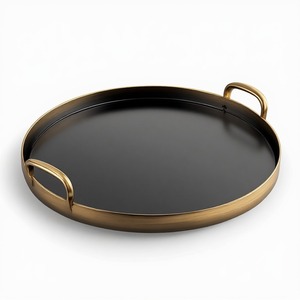 Colección de bandejas de lujo Aristocrat Eclipse Gold Black Metal, perfecta para cenas elegantes, hogares sofisticados, hoteles y espacios exclusivos. - Product Image 3