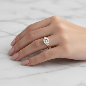<b>Cushion</b> Cut Diamond Engagement Ring Women's Classic Style Lab Diamond Side Stones - Product Image 6