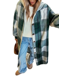 Women's Casual Striped Flannel Varsity Jacket with Long Sleeves Front Buttons Windproof & Stylish Design for Autumn Winter - Product Image 2
