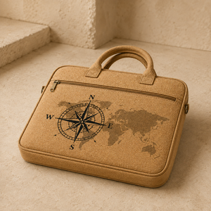Sac pour ordinateur portable en jute imprimé, écologique, durable, léger, grande capacité, avec fermeture à glissière, pour usage au bureau - Product Image 2