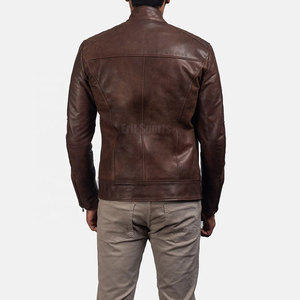 PU <b>Leather</b> Men's Casual <b>Winter</b> <b>Leather</b> <b>Jacket</b> with Stand Collar Front Logo Eco-Friendly & Breathable Low Price Made in Pakistan - Product Image 4