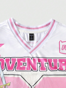 เสื้อเจอร์ซีย์อเมริกันฟุตบอลพิมพ์ลายกราฟิกตามสั่ง ทรงโอเวอร์ไซส์ ผ้าตาข่ายระบายอากาศ สไตล์ Y2K การ์ตูนสุดเท่ ฮิปฮอป สตรีทแวร์ ขายส่ง - Product Image 3