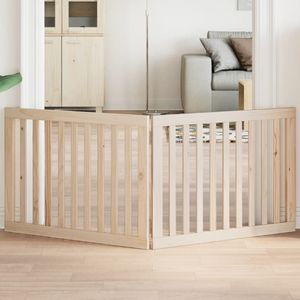 Ensemble de 2 portails et enclos pour animaux de compagnie en bois de peuplier massif naturel - Product Image 1