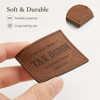 Étiquette en cuir PU personnalisée, rectangulaire ou ronde, avec logo gaufré et bords cousus, pour sacs en jean, vêtements de marque, étiquettes de vêtements OEM, patch en cuir
