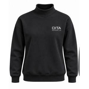 Black Women Mock Neck Sweatshirt Long Sleeve Pullover Casual Loose Fit Fleece High Collar Winter Streetwear Fashion <b>Jumper</b> Top - Product Image 1