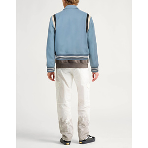 Retro mangas contraste Color Boxy Fit Unisex Varsity chaqueta de alta calidad 100% algodón ecológico forro de lana bordado - Product Image 3