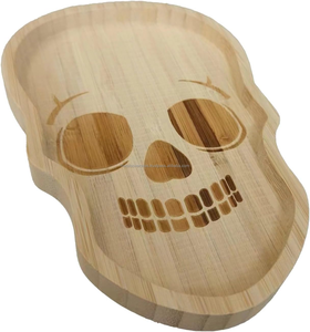Bandeja para servir de bambú con forma de calavera para Halloween, bandeja de calavera de madera, decoración hecha a mano, plato de calavera de bambú para fiesta o cocina - Product Image 6