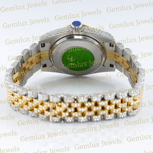 Probador de diamantes de paso de desgaste de lujo, esfera romana D VVS, movimiento automático completamente helado, fecha automática, reloj de Hip Hop de dos tonos para mujer - Product Image 5