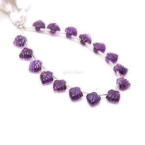 Perles en améthyste violette naturelle en forme de feuille, pierres précieuses en améthyste sculptées à la main pour la création de bijoux, 10-11 mm, 8 pouces, par un grossiste indien - Product Image 6