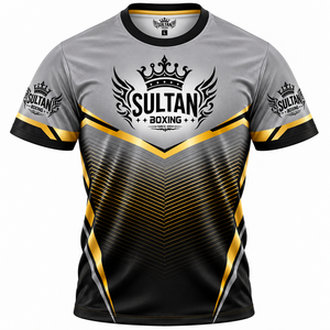 เสื้อเจอร์ซีย์แขนสั้นคอกลมทรงปกติสำหรับผู้ชาย ผ้าโพลีเอสเตอร์ 100% ลายทาง ระบายอากาศได้ดี ทอแบบสปอร์ต พิมพ์ลายดิจิตอลโลโก้ด้านหน้า - Product Image 1
