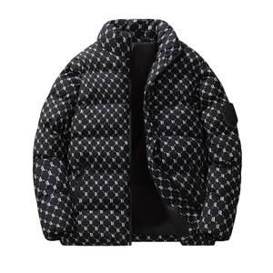 MKB ENTERPRISES Men's Silver <b>Hooded</b> Puffer <b>Jacket</b> Waterproof Windproof 100% Bamboo Fiber Winter Casual <b>Fur</b> Trim Front Logo - Product Image 3