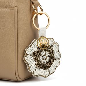 Beaded Name <b>Key</b> Ring Round Embroidered Design <b>Custom</b> Event Gift Keychain for Bulk Corporate Orders - Product Image 3
