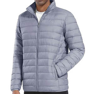 Veste de travail matelassée beige pour homme 2024, rembourrage 100% polyester, style parka tendance, col montant, capuche, pour l'hiver - Product Image 2